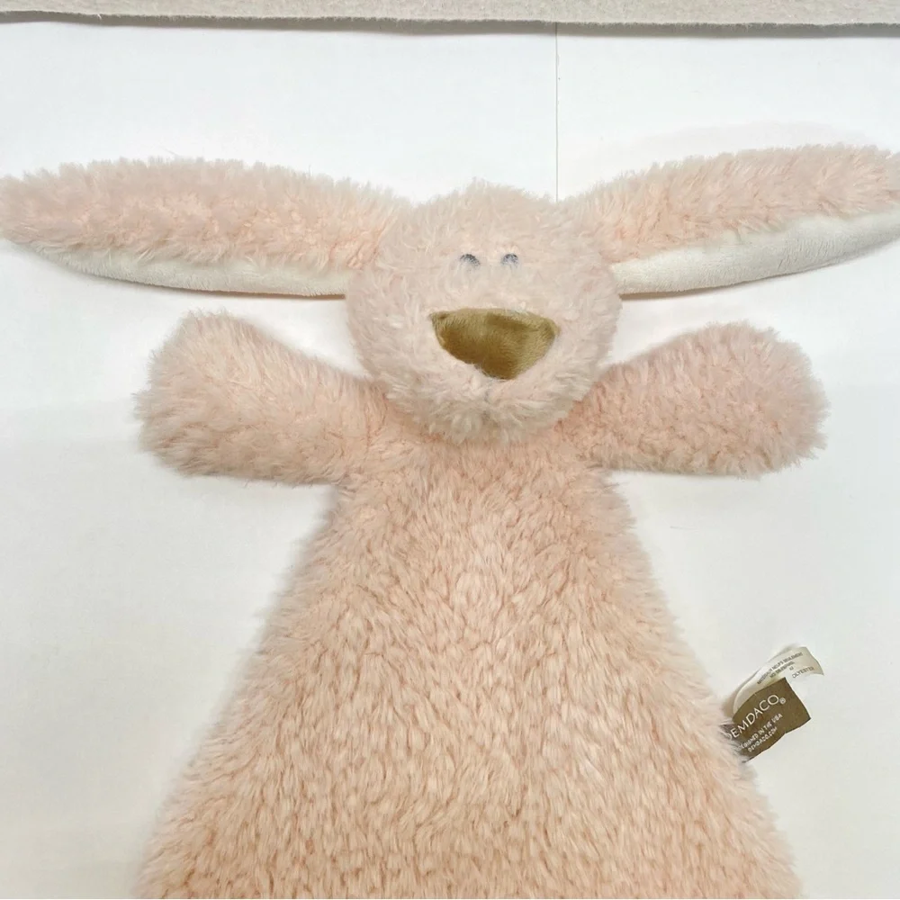 Demdaco Darling Blush Pink & White Bunny Rabbit Rattles Lovey Security Blanket